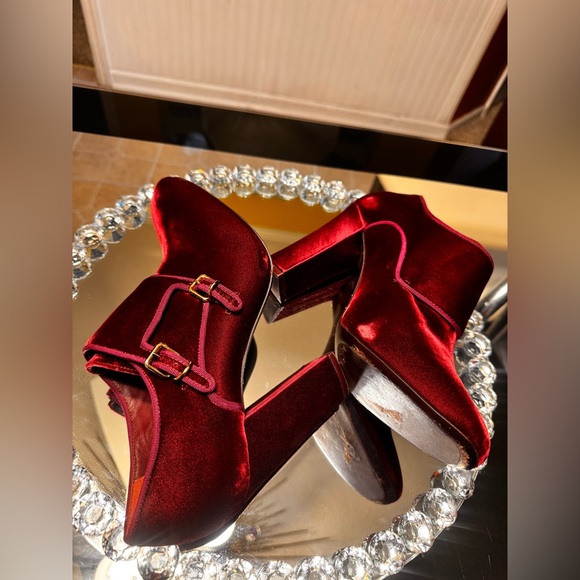 Tory Burch Carley Velvet Ankle Boots In Burgundy. Size 10.5 - Picture 9 of 16